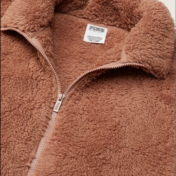 Vs pink lounge classic pant stucco beige teddy full zip jacket - Picture 10 of 12